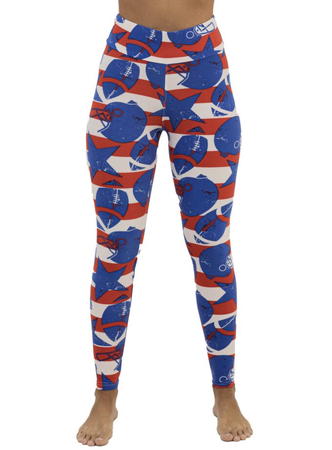 Übergröße Butterweiche Fußball-Leggings mit Sternen und Streifen und hoher Taille