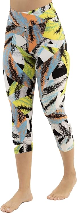 Hohe Taille Stretch Butterweich Capri Abstrakter Pinselstrich 3/4 Leggings