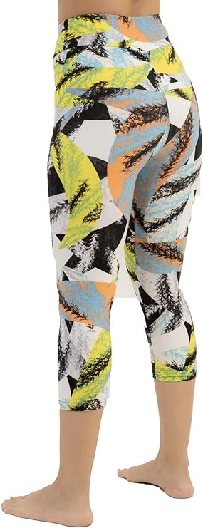 Hohe Taille Stretch Butterweich Capri Abstrakter Pinselstrich 3/4 Leggings