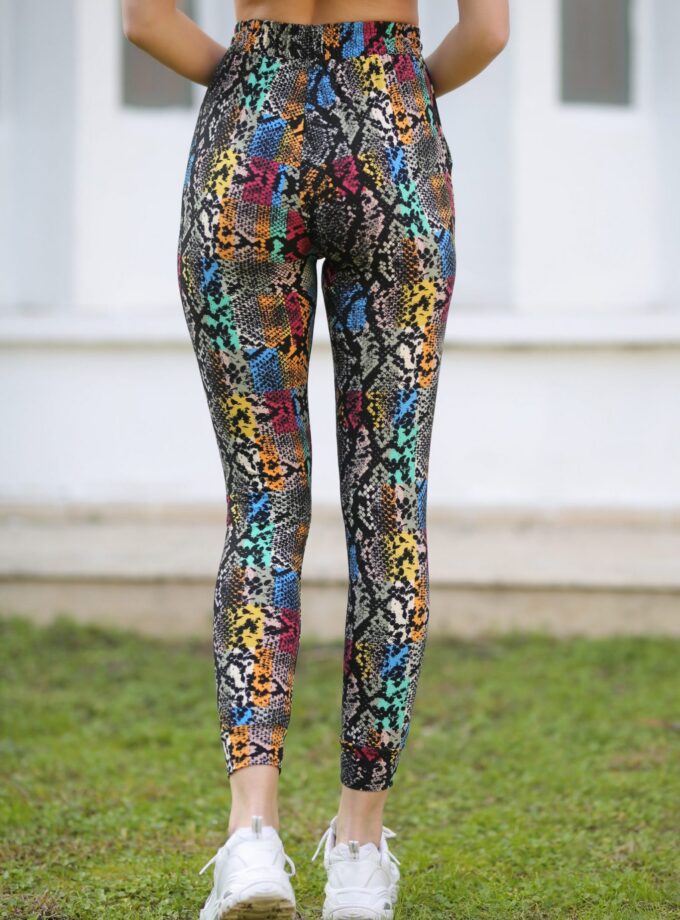 Butterweiche Schlangenhaut-Geo Jogginghose mit doppelten Taschen und Kordelzug