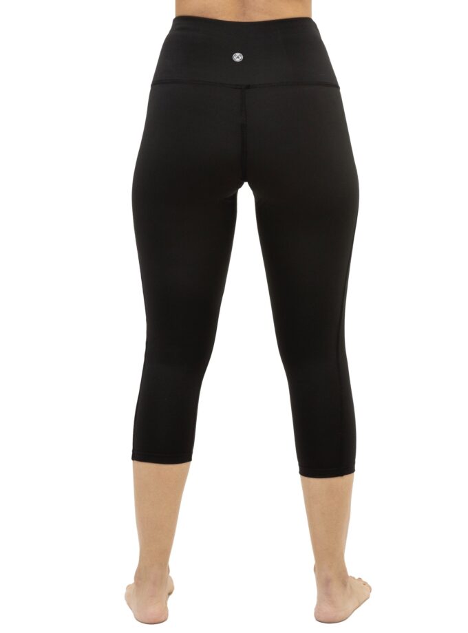 Blickdichte schwarze 3/4-Capri-Leggings mit hoher Taille