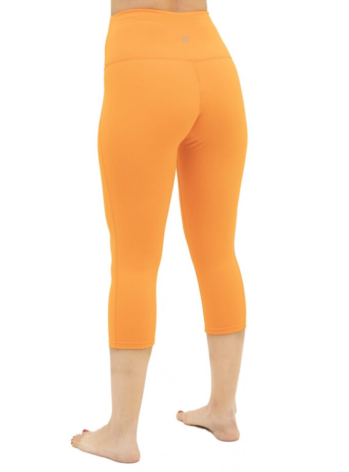 Blickdichte Orange Capri 3/4-Capri-Leggings mit hoher Taille