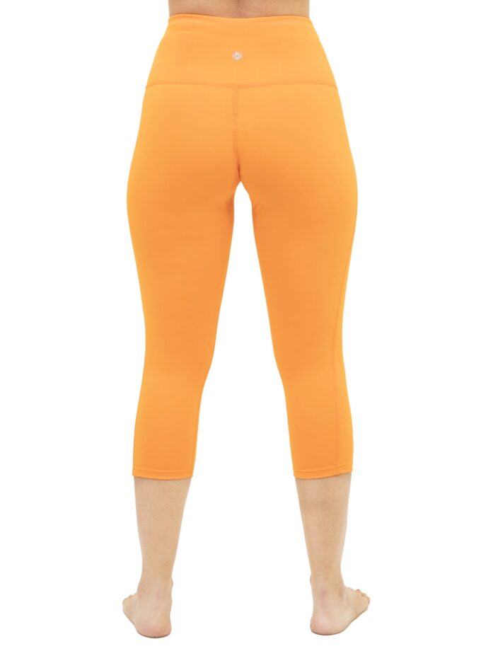 Blickdichte Orange Capri 3/4-Capri-Leggings mit hoher Taille