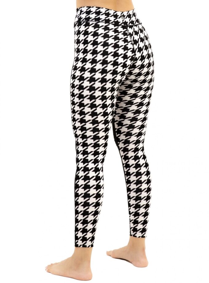 Zerrissene Yoga-Leggings mit hohem Bund und Hahnentrittmuster und Tasche