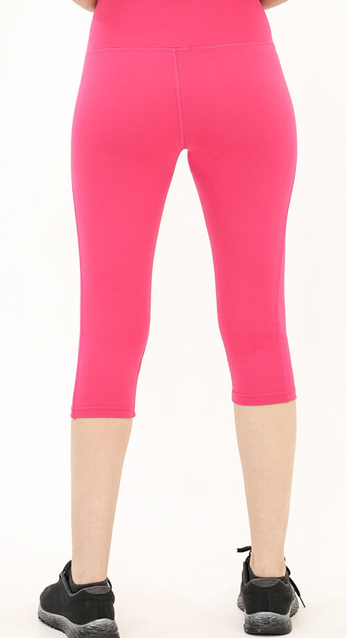 Blickdichte Fuchsie Capri 3/4-Capri-Leggings mit hoher Taille
