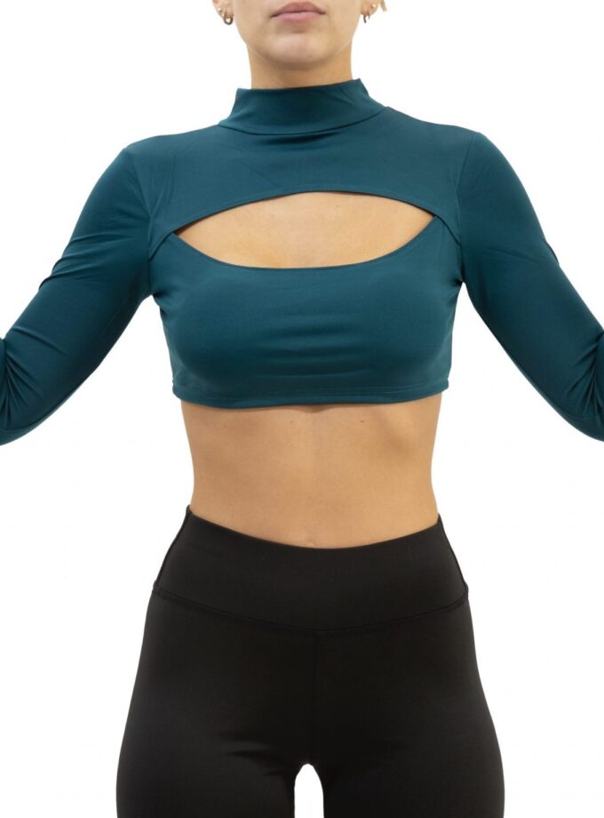 Langärmliges, ausgehöhltes Sport-Cropped Nachtfahrer Oberteile mit durchgehendem Rücken