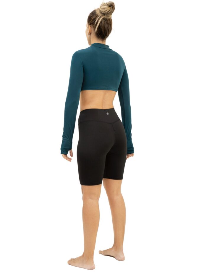 Langärmliges, ausgehöhltes Sport-Cropped Nachtfahrer Oberteile mit durchgehendem Rücken