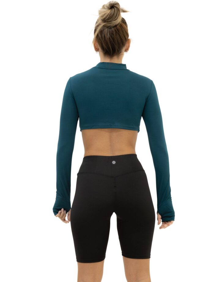 Langärmliges, ausgehöhltes Sport-Cropped Nachtfahrer Oberteile mit durchgehendem Rücken