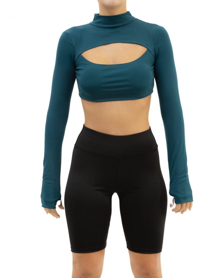 Langärmliges, ausgehöhltes Sport-Cropped Nachtfahrer Oberteile mit durchgehendem Rücken