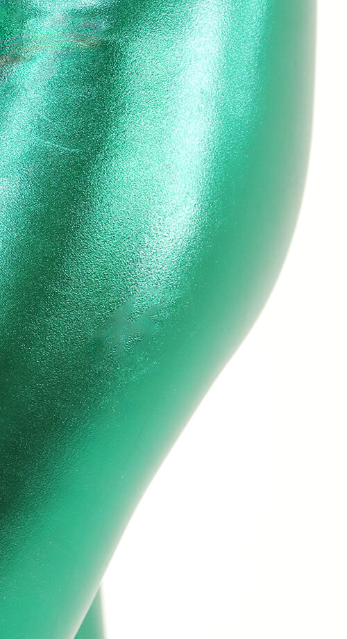 Leder-Optik PU Kunstleder Grüne Leggings mit elastischer Taille und High Waist Bundhöhe