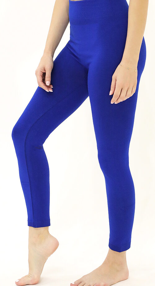 Marineblaue Winter-Leggings, mit Thermofleece gefüttert, hoher Bund – blickdicht – elastischer Bund