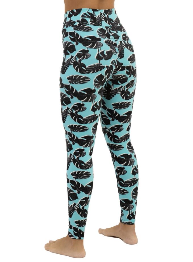 Butterweiche Leggings mit Monstera-Punkten und hoher Taille