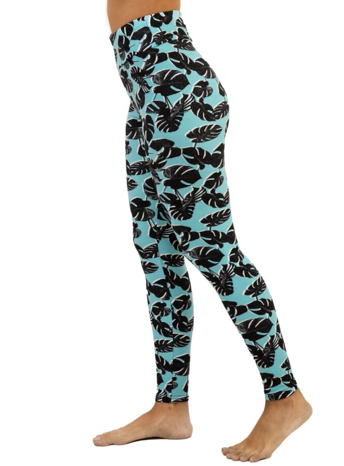 Butterweiche Leggings mit Monstera-Punkten und hoher Taille