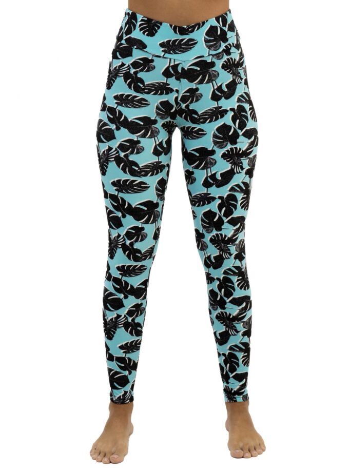 Butterweiche Leggings mit Monstera-Punkten und hoher Taille