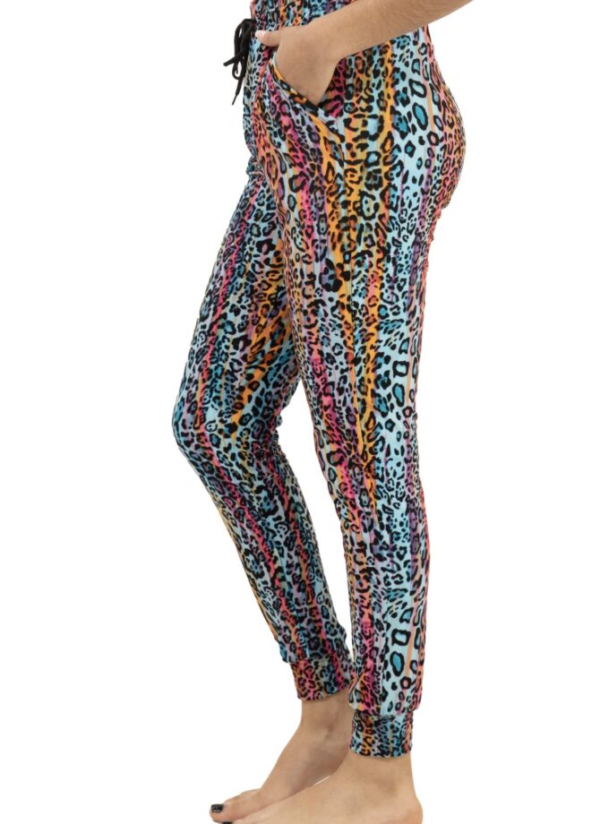 Butterweiche Mehrfarbiges Leopardenmuster Jogginghose mit doppelten Taschen und Kordelzug