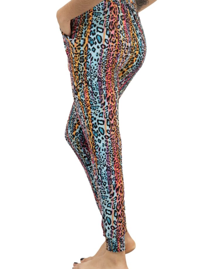 Butterweiche Mehrfarbiges Leopardenmuster Jogginghose mit doppelten Taschen und Kordelzug