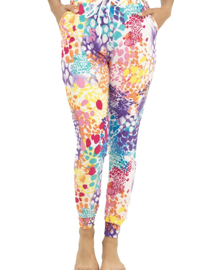 Butterweiche Bunter Leopard Jogginghose mit doppelten Taschen und Kordelzug
