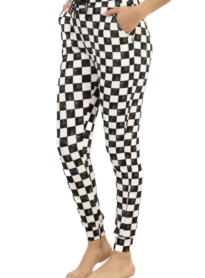 Butterweiche Karierte Jogginghose mit doppelten Taschen und Kordelzug