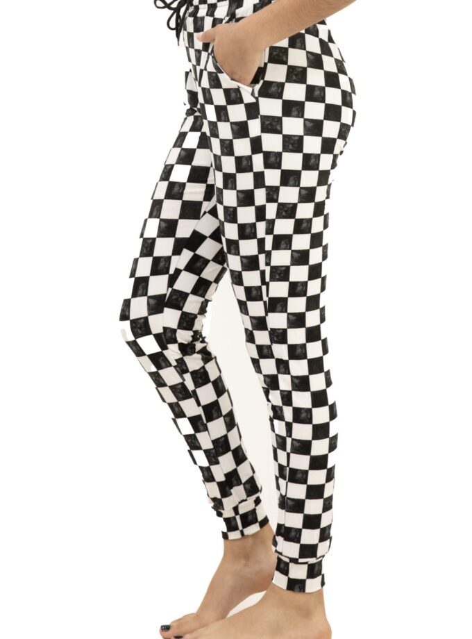 Butterweiche Karierte Jogginghose mit doppelten Taschen und Kordelzug